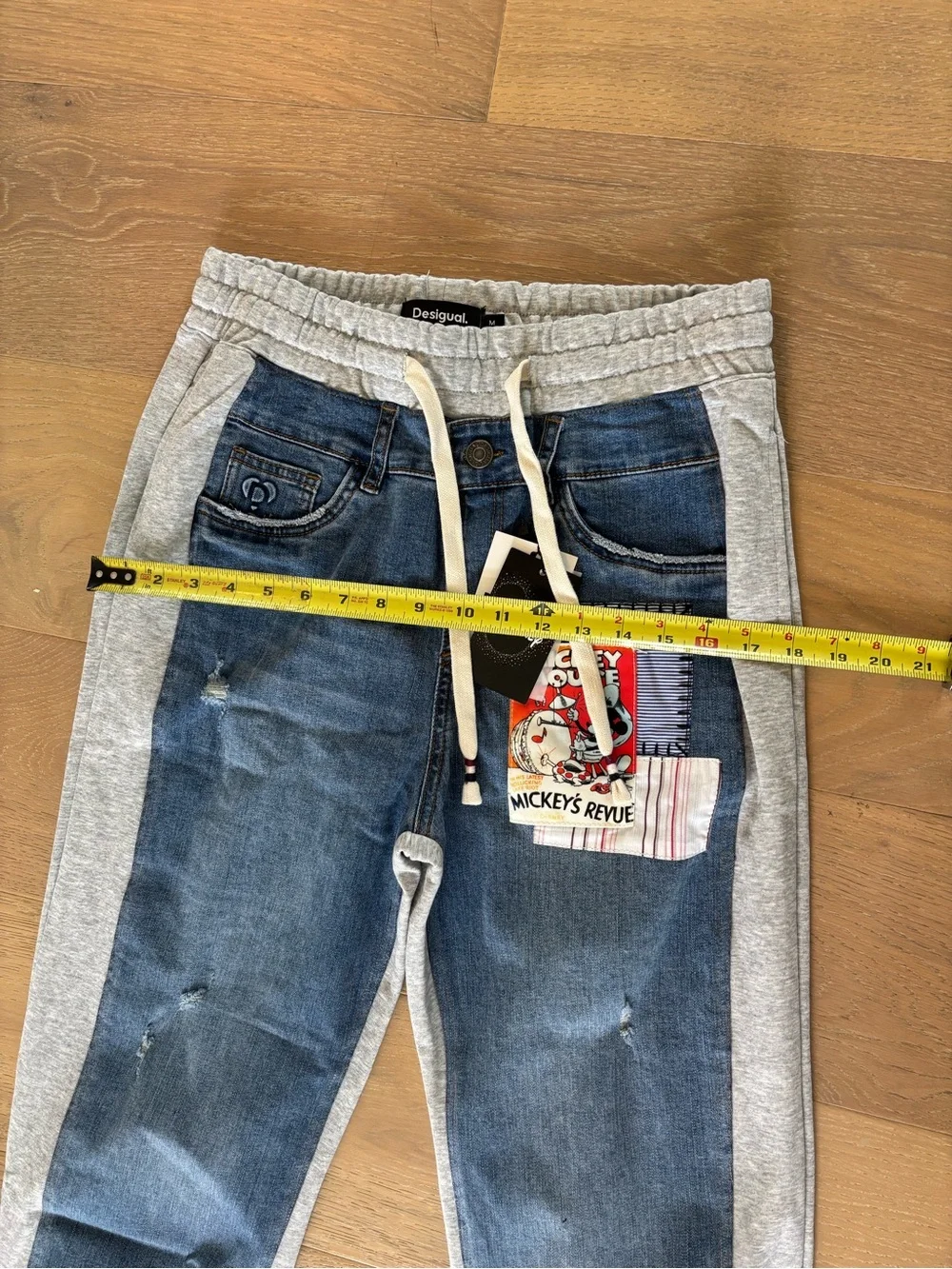 Desigual Combined Mickey Mouse Jogger Medium Denim Sweatpants Disney Pants NWT